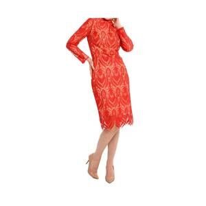 NEW CENIA the gardner mock neck lace sheath dress in red
